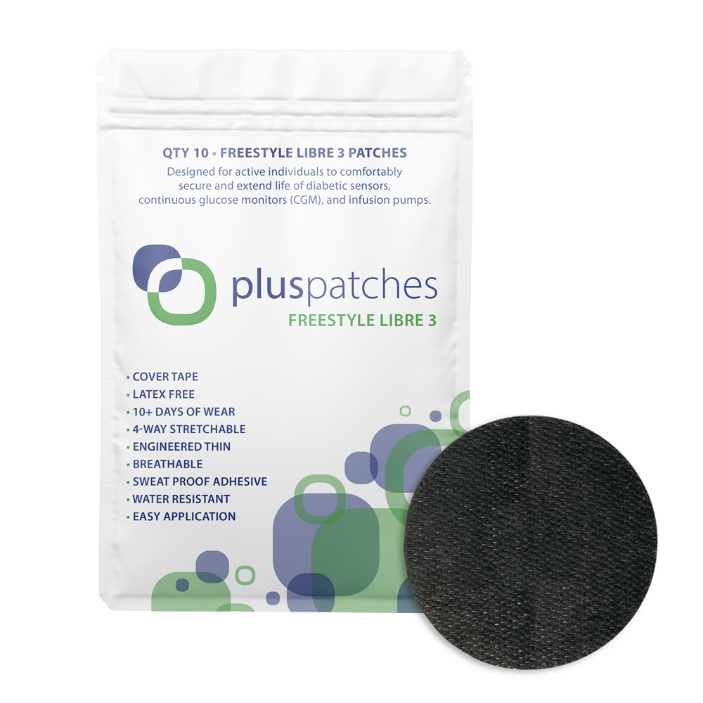 Plus Patches CGM Overlay / Cover Tape have 10-14 days holding power on your skin. The materials on the Plus Patches are designed for maximum wear time, with NO FRAYING or edge lift! The Polyurethane non-woven backing moves with your body (all around stretch) for ultimate comfort over the life of your overlay/ cover tape patch.