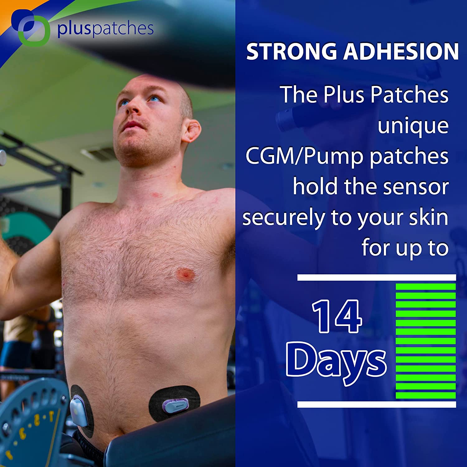 Plus Patches Insulin Pump Overlay / Cover Tape have 10-14 days holding power on your skin. The materials on the Plus Patches are designed for maximum wear time, with NO FRAYING or edge lift! The Polyurethane non-woven backing moves with your body (all around stretch) for ultimate comfort over the life of your overlay/ cover tape patch.